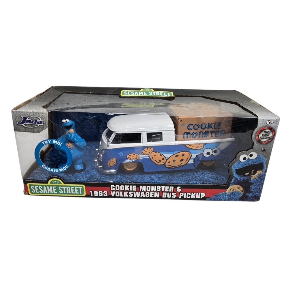 Cookie Monster and 1963 VW Bus Pick Up Sesame Street 1:24 Jada